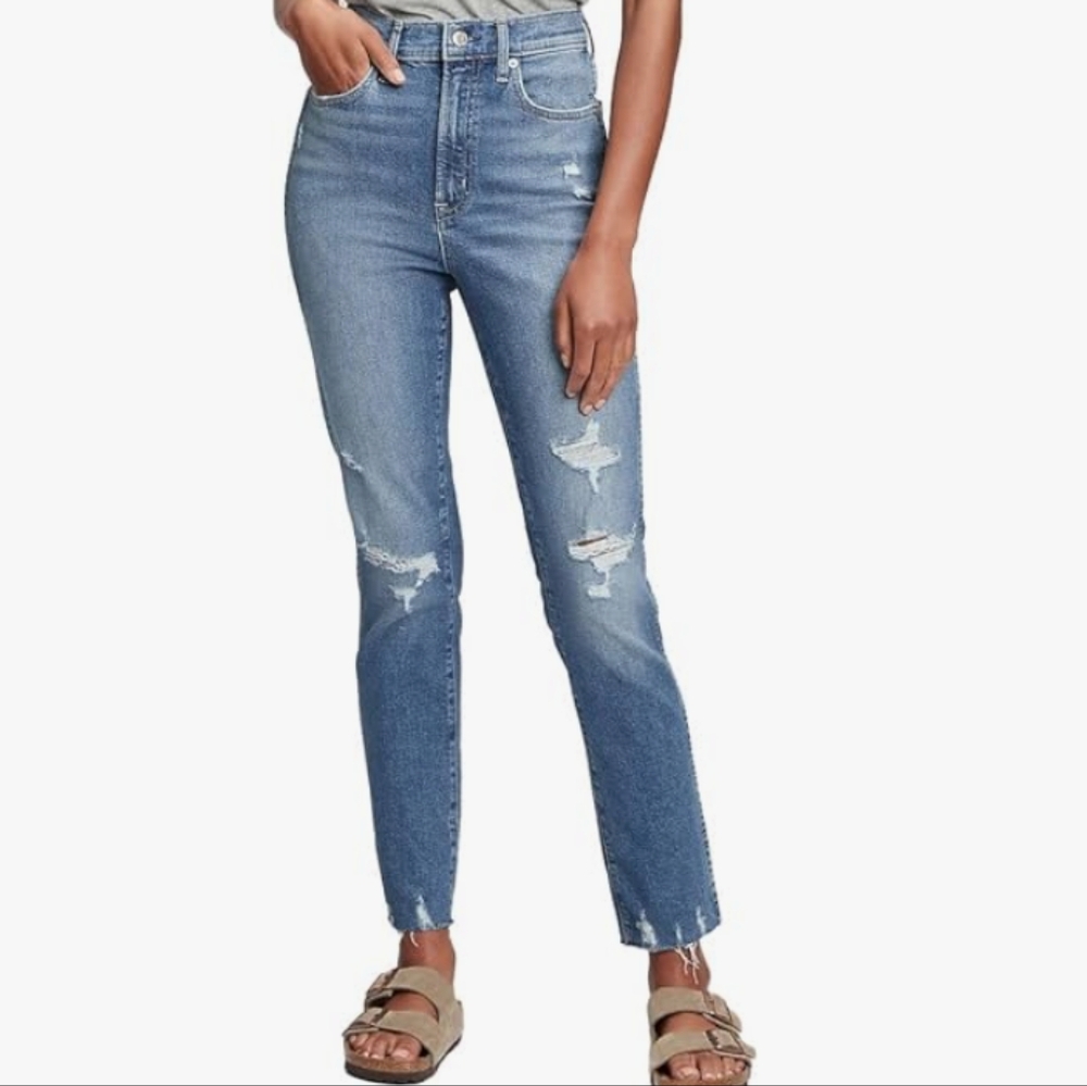 GAP High Rise Cigarette Raw Hem Jeans Size 24P
